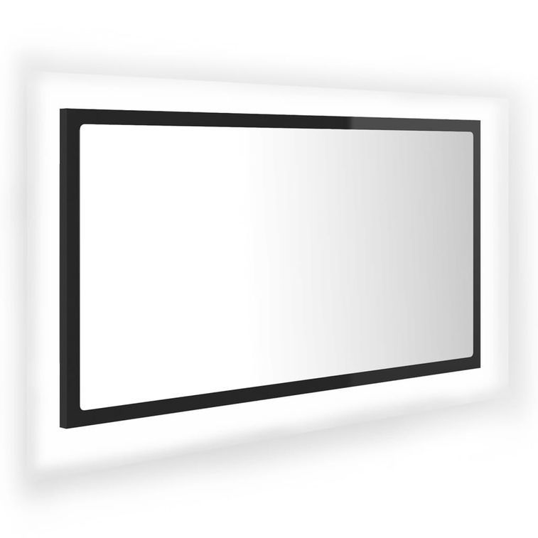 Miroir à LED de bain Noir brillant 80x8,5x37 cm - Photo n°3