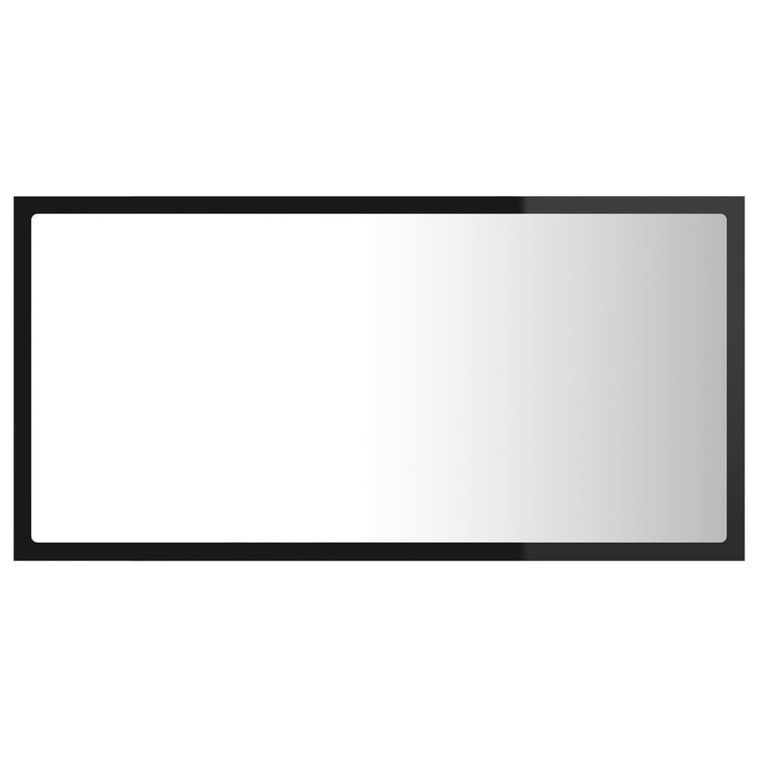 Miroir à LED de bain Noir brillant 80x8,5x37 cm - Photo n°7