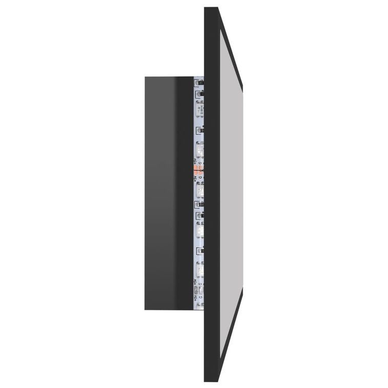 Miroir à LED de bain Noir brillant 80x8,5x37 cm - Photo n°8