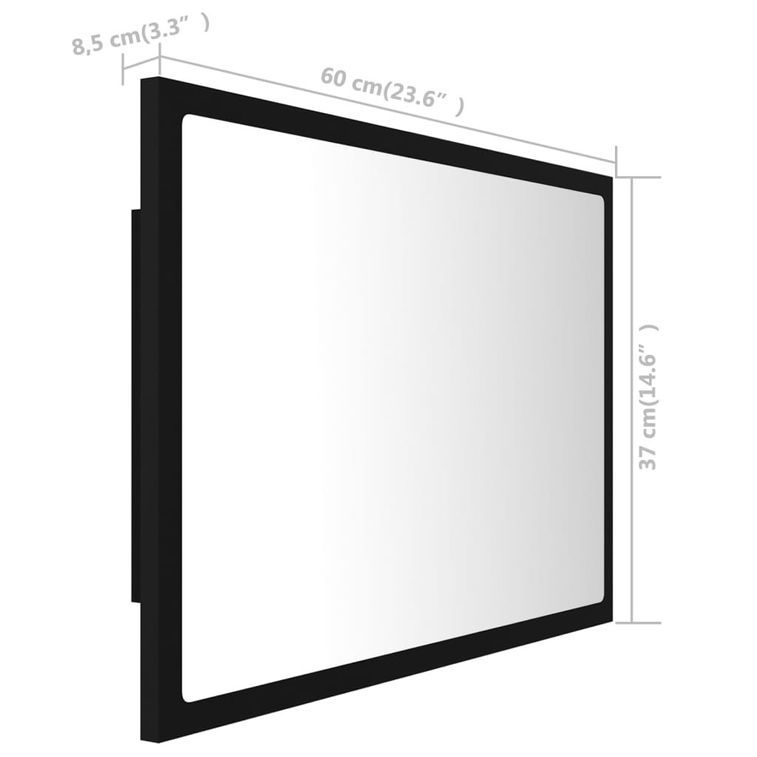 Miroir à LED de salle de bain Noir 60x8,5x37 cm - Photo n°12