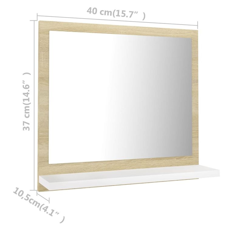 Miroir de salle de bain Blanc et chêne sonoma 40x10,5x37 cm - Photo n°7
