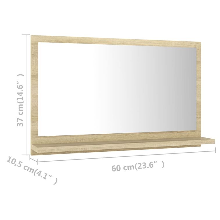 Miroir de salle de bain Chêne sonoma 60x10,5x37 cm - Photo n°7