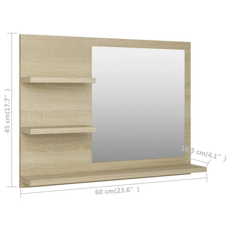 Miroir de salle de bain Chêne sonoma 60x10,5x45 cm - Photo n°7
