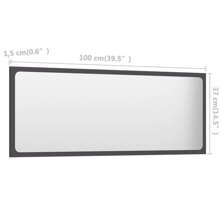Miroir de salle de bain Gris 100x1,5x37 cm - Photo n°5