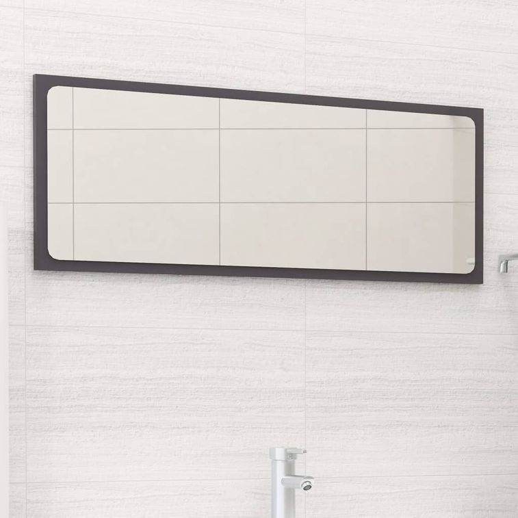 Miroir de salle de bain Gris brillant 90x1,5x37 cm - Photo n°2