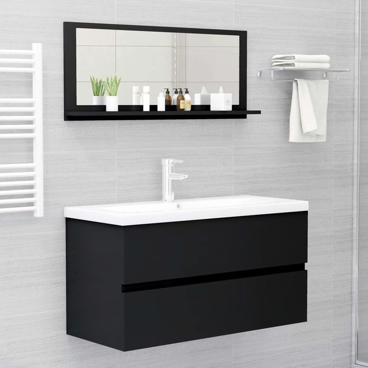 Miroir de salle de bain Noir 90x10,5x37 cm - Photo n°4