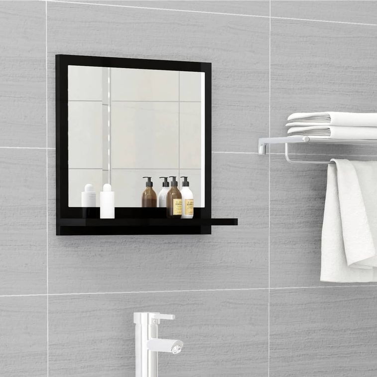 Miroir de salle de bain Noir brillant 40x10,5x37 cm - Photo n°2
