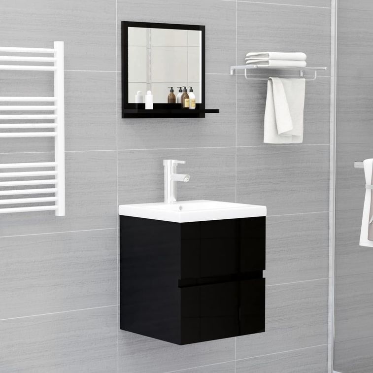 Miroir de salle de bain Noir brillant 40x10,5x37 cm - Photo n°4