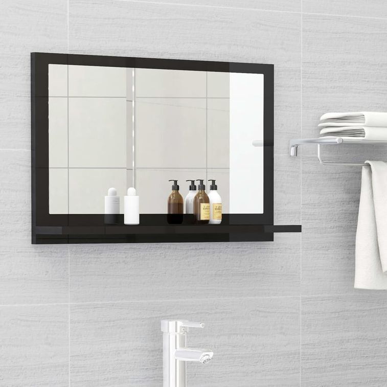 Miroir de salle de bain Noir brillant 60x10,5x37 cm - Photo n°2