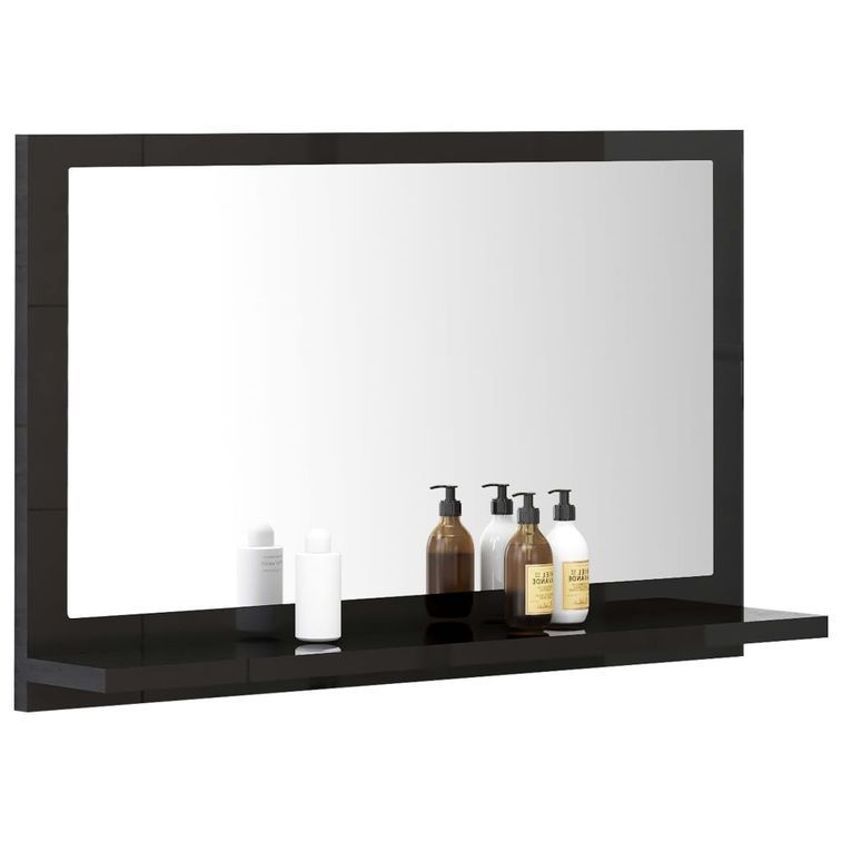 Miroir de salle de bain Noir brillant 60x10,5x37 cm - Photo n°1