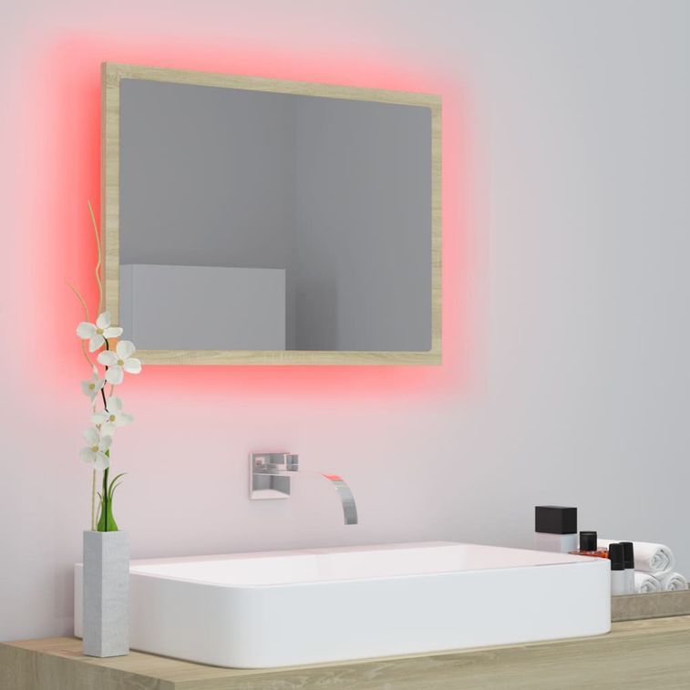 Miroir LED de salle de bain Chêne sonoma 60x8,5x37 cm - Photo n°6