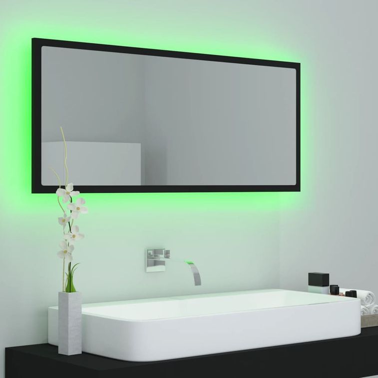 Miroir LED de salle de bain Noir 100x8,5x37 cm - Photo n°4