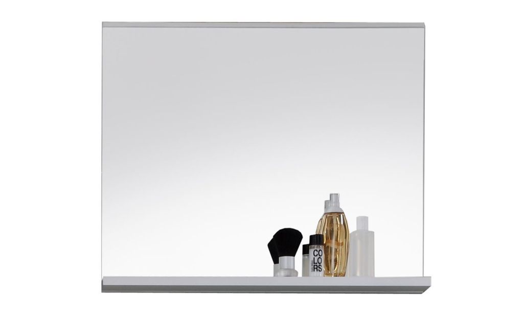 Miroir mural avec étagère mélaminé blanc Ivano - Photo n°1
