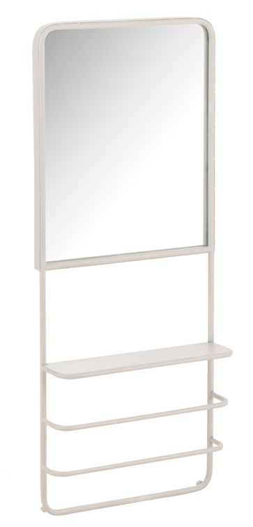 Miroir mural avec étagère métal blanc Ratus L 40 cm - Photo n°1