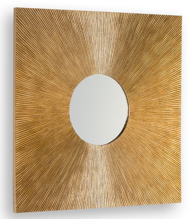 Miroir mural carré bois doré Urelly - Photo n°1