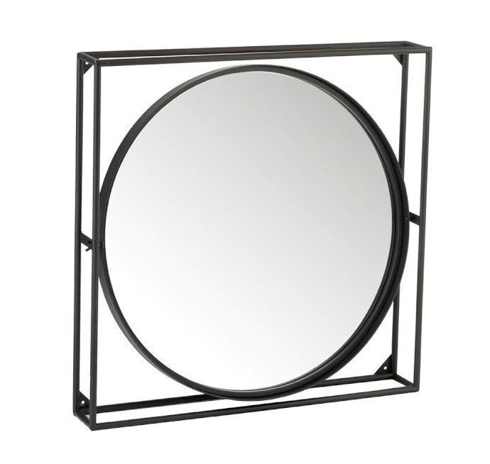 Miroir mural carré verre et métal noir Liath - Photo n°1