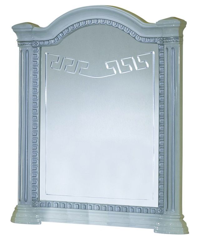 Miroir mural laqué blanc et gris Savana 94 cm - Photo n°1