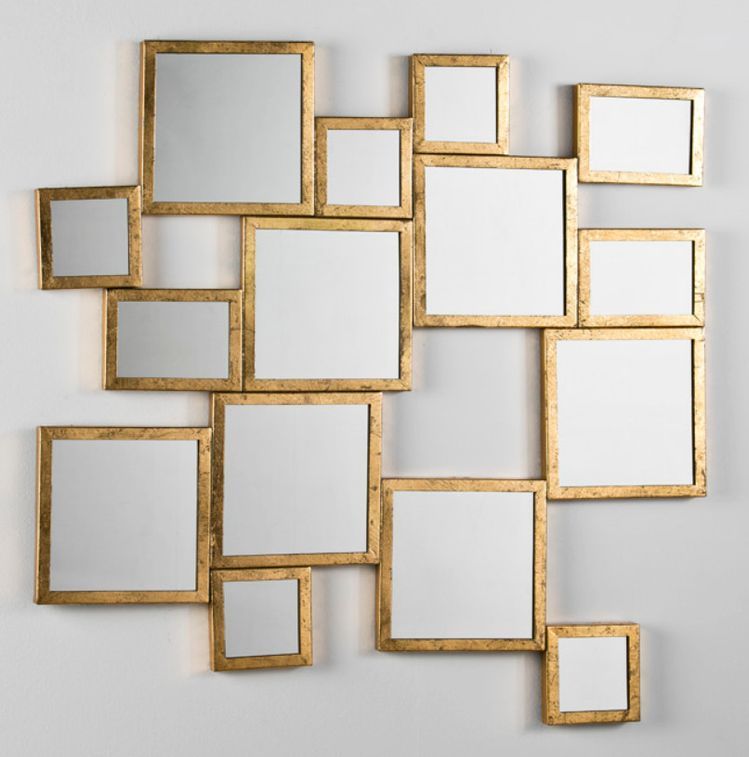 Miroir mural multi-rectangles métal doré Kaïra - Photo n°1