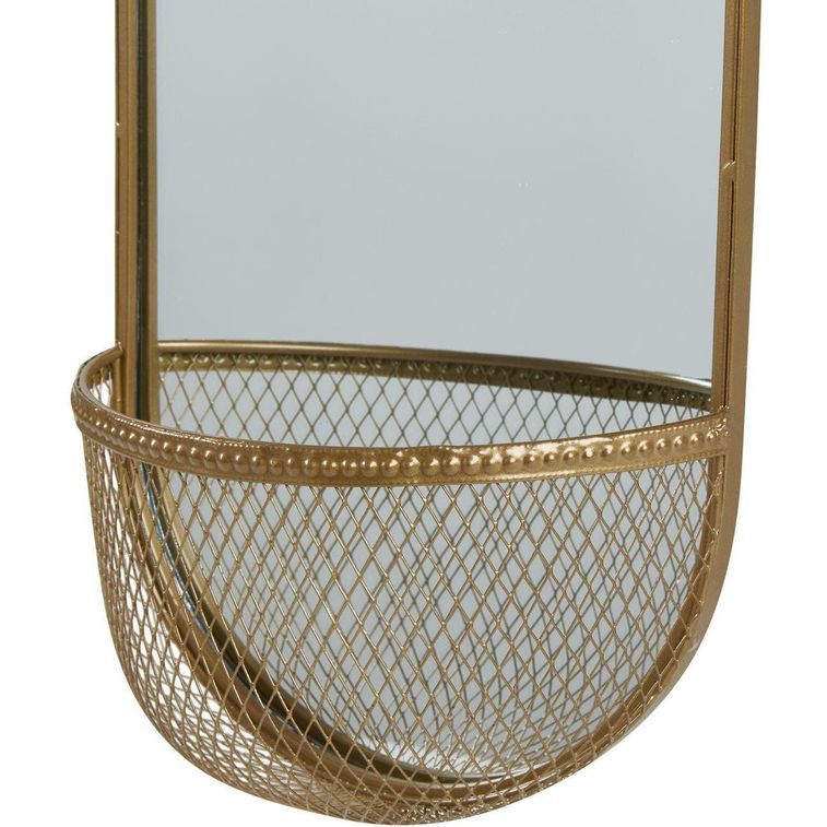Miroir mural ovale avec panier métal doré Vald - Photo n°3