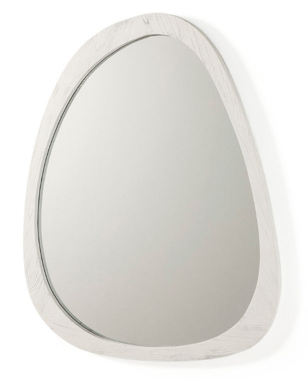 Miroir mural ovale bois blanc Blac - Photo n°1