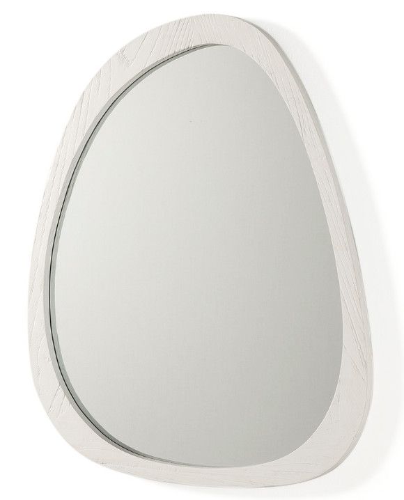 Miroir mural ovale bois blanc Blac L 81 cm - Photo n°1