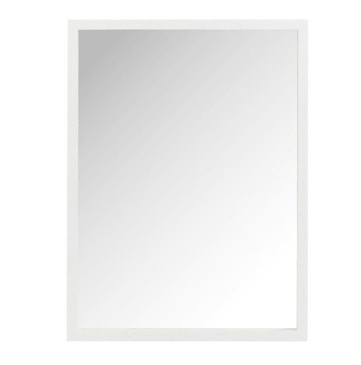 Miroir mural rectangulaire bois massif blanc Ocel 80 cm - Photo n°1