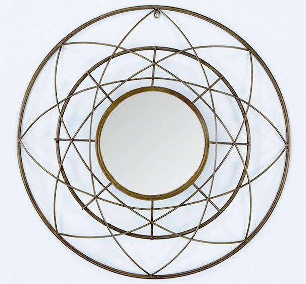 Miroir mural rond métal doré Roxane D 78 cm - Photo n°1