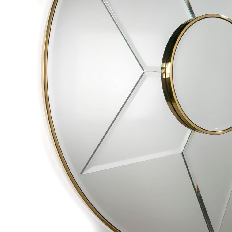 Miroir mural ronde métal doré Alma D 120 cm - Photo n°2