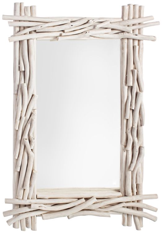 Miroir rectangle en branches teck blanc Sary L 90 cm - Photo n°3