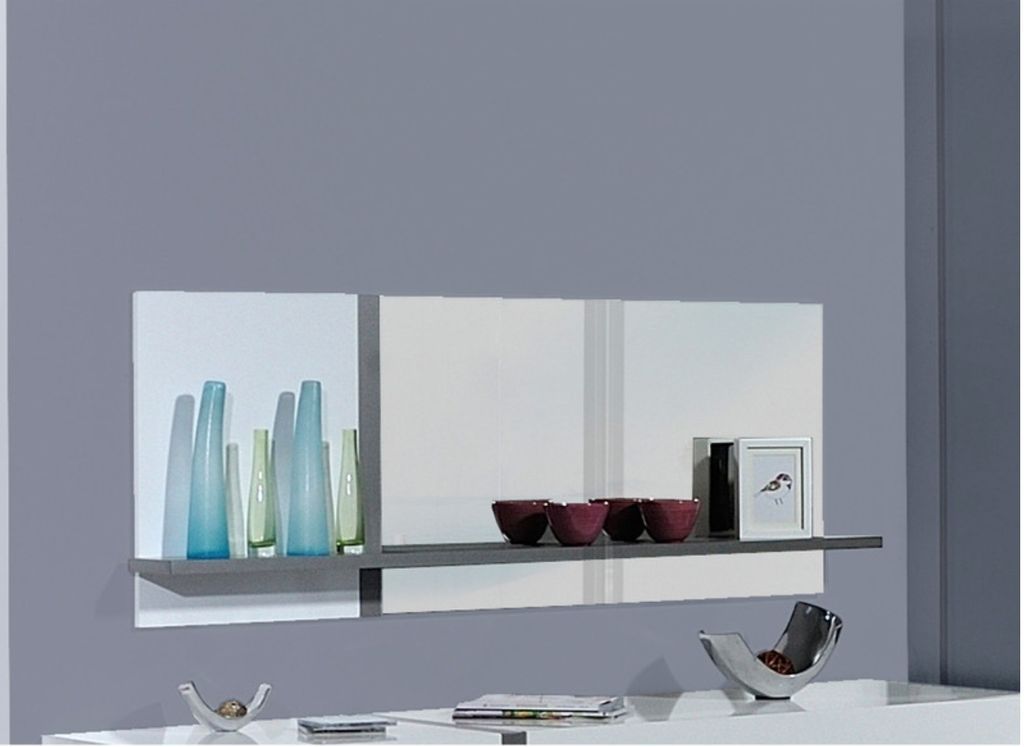 Miroir rectangulaire 1 tablette bois gris et laqué blanc Kartz - Photo n°5