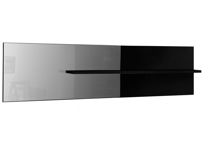 Miroir rectangulaire 1 tablette bois laqué noir Kiela - Photo n°1