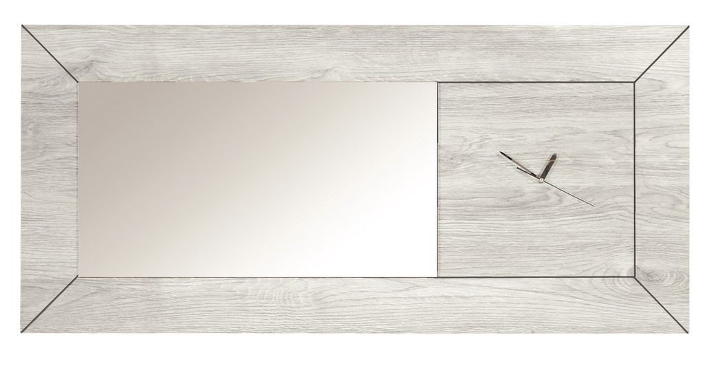 Miroir rectangulaire avec horloge bois de chêne gris Maeva - Photo n°1