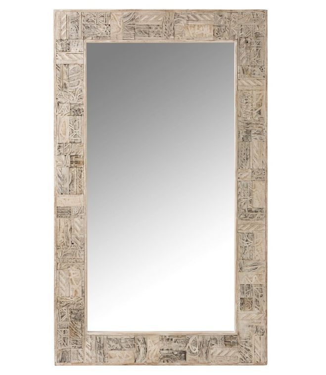 Miroir rectangulaire bois recyclé blanc délavé Leroy L 150 cm - Photo n°1