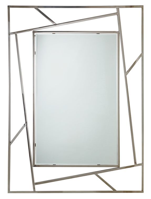 Miroir rectangulaire en acier inoxydable argent Rani L 90 cm - Photo n°1