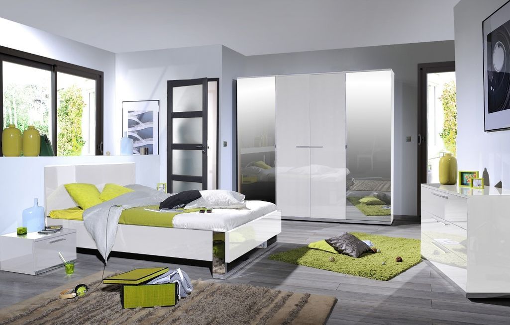 Miroir rectangulaire moderne bois laqué blanc Italya - Photo n°3