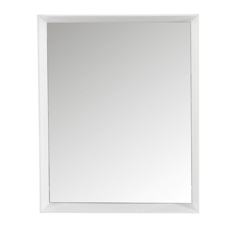 Miroir rectangulaire verre et bois blanc Narsh - Lot de 2 - Photo n°1