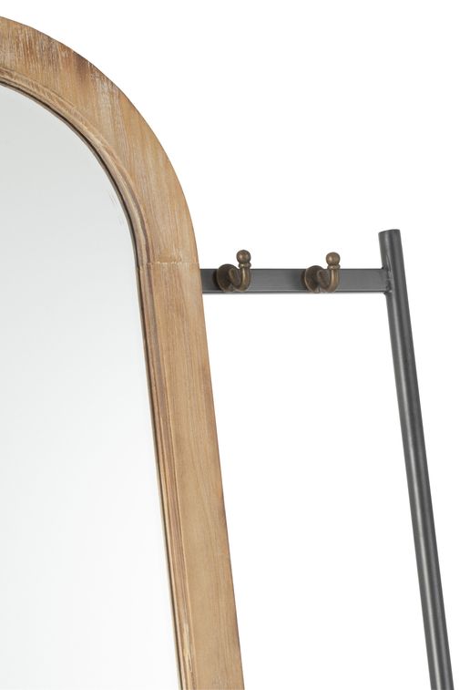 Miroir sur pied avec étagère et crochet bois Patricia L 60 cm - Photo n°2