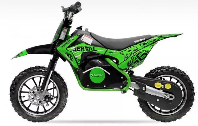 Moto cross électrique 1200W 48V lithium 12/10 Prime vert - Photo n°1