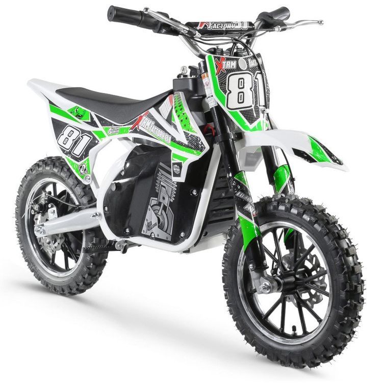 Moto cross électrique 500W MX blanc et vert - Photo n°2