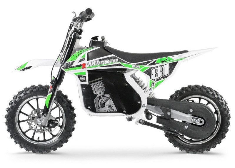 Moto cross électrique 500W MX blanc et vert - Photo n°1