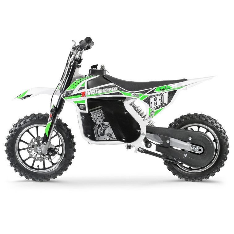 Moto cross électrique 500W MX noir et vert - Photo n°2
