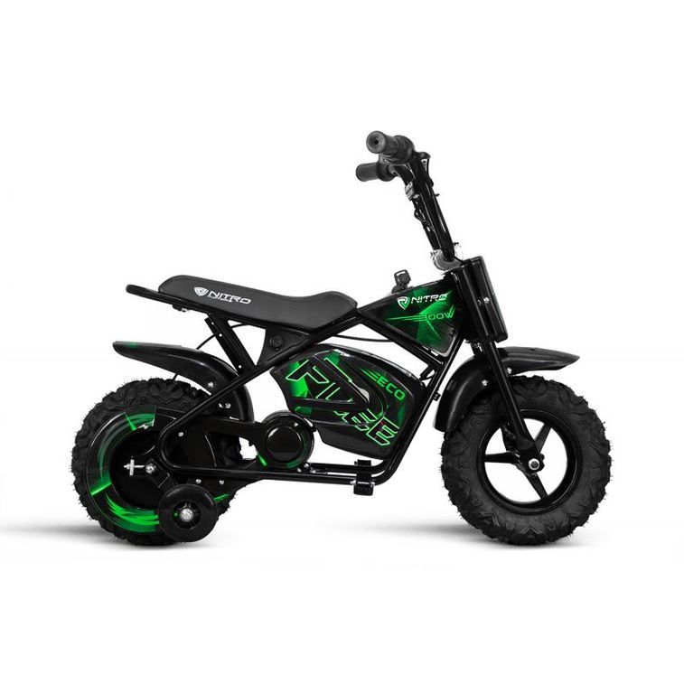 Moto cross électrique avec roues stabilisatrices Flee 300W vert - Photo n°3