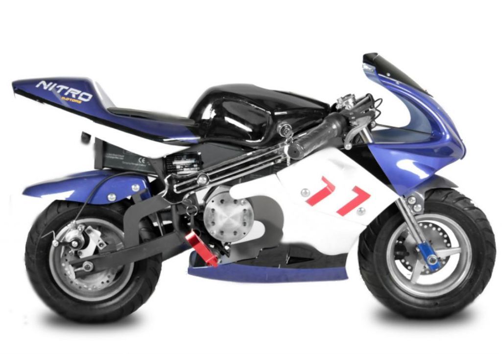 Moto de course électrique 1000W Racing bleu - Photo n°5