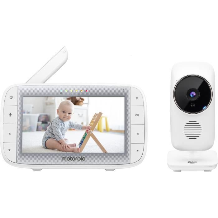 Motorola MBP 485 - Babyphone avec Caméra - Écran 5 - Temperature, Micro, zoom, berceuses - Blanche - Photo n°1