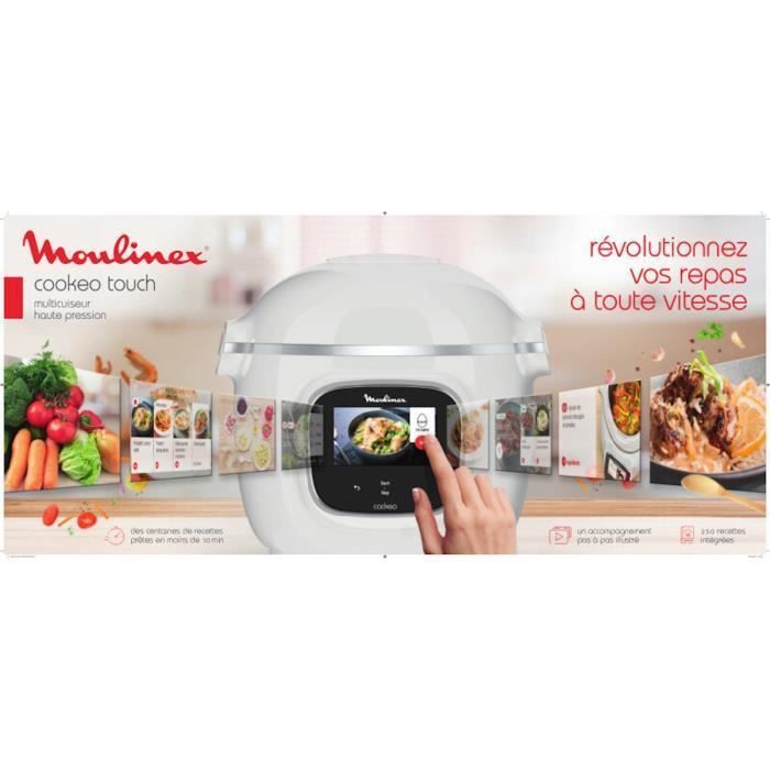 MOULINEX CE901100 Multicuiseur intelligent Haute pression Cookeo Touch Ecran tactile 250 recettes 13 modes - Blanc - Photo n°2