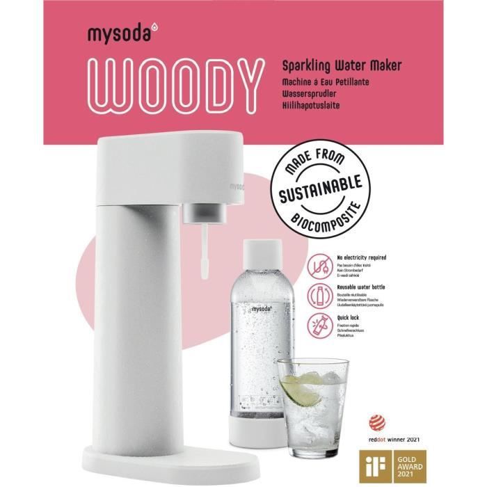 MYSODA Machine a Soda Woody White, 1 bouteille de 1L, 1 cylindre de CO2 - Photo n°4