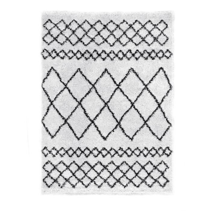 NEW ASMA Tapis de salon Shaggy - Style berbere - 150 x 220 cm - Blanc - Photo n°1