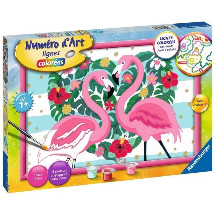 Numéro d'art - grand format - Flamingos amoureux - Ravensburger - Kit complet de Peinture au numéro - Des 9 ans - Photo n°4