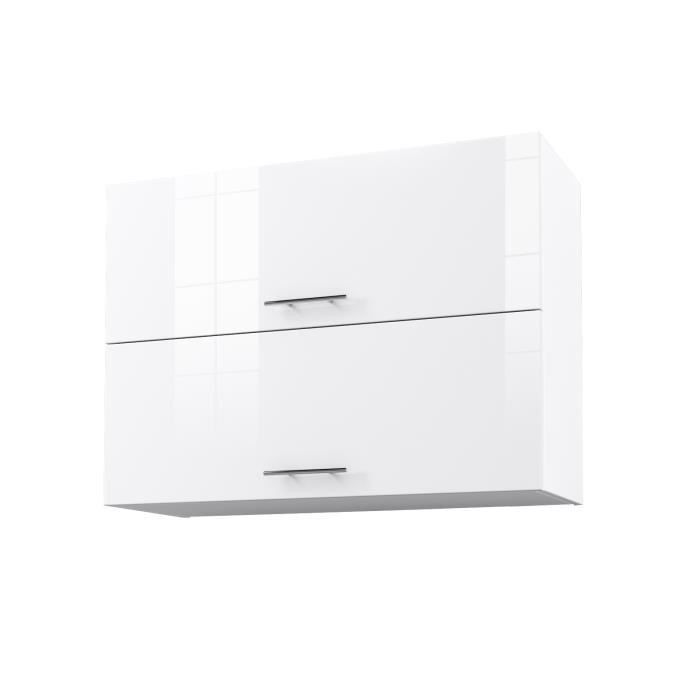 OBI Caisson haut de cuisine avec 2 portes L 80 cm - Blanc et blanc laqué brillant 2 - Photo n°1