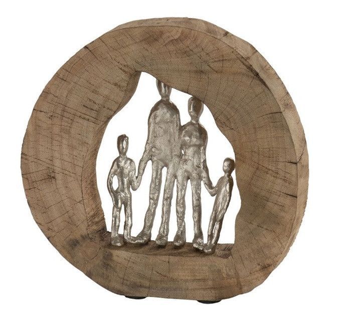 Objet de décoration famille manguier massif et métal argenté Liath - Photo n°1
